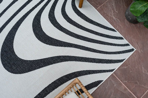 Interieur05 Buitenkleed Swirl Rechthoek - Zwart - Dubbelzijdig - 240 x 340 cm - vtwonen shop