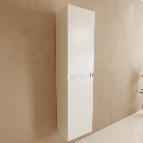 LOMAZOO badmeubelset Verona - met hoge kast & witte wastafel - glanzend wit - 60 cm