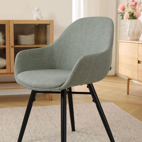 Nolon Nena-Mae Eetkamerstoel Saliegroen - Zwarte Houten Poten - vtwonen shop