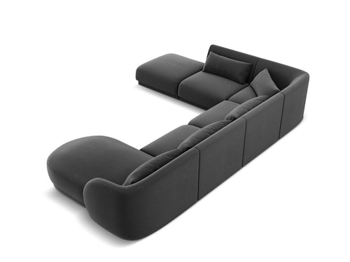 Cosmopolitan Design Panoramische hoekbank links Tulum 6-zits, flueel, grijs - 255x330x70cm