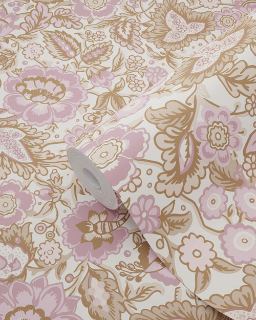 ESTAhome behang vintage bloemen bruin en paars - 50 x 900 cm - 131495 - vtwonen shop