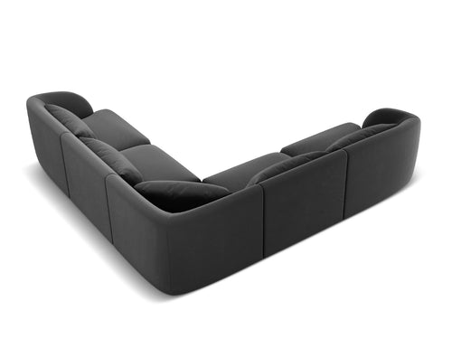 Cosmopolitan Design Symmetrische hoekbank Tulum 5-zits, flueel, grijs - 255x255x70cm