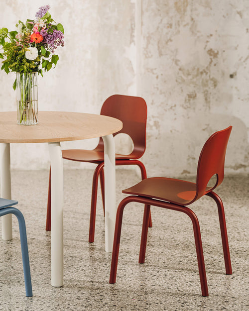 noo.ma Meko ronde eettafel 100 cm - eikenfineer en stalen frame