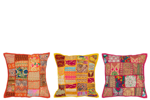 J-Line kussen Patronen Lapwerk - katoen - mix - 3 stuks - vtwonen shop