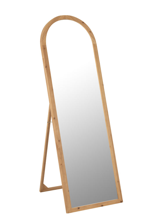 J-Line spiegel Met Voet - glas/sparhout - naturel - 162 x 52 cm