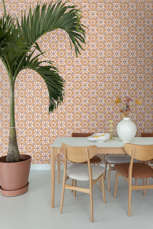 ESTAhome behang vintage bloemen oranje en paars - 50 x 900 cm - 131502 - vtwonen shop