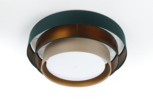 bpskoncept Plafondlamp Triniti - flessengroen satijn - koper - Ø 60 cm