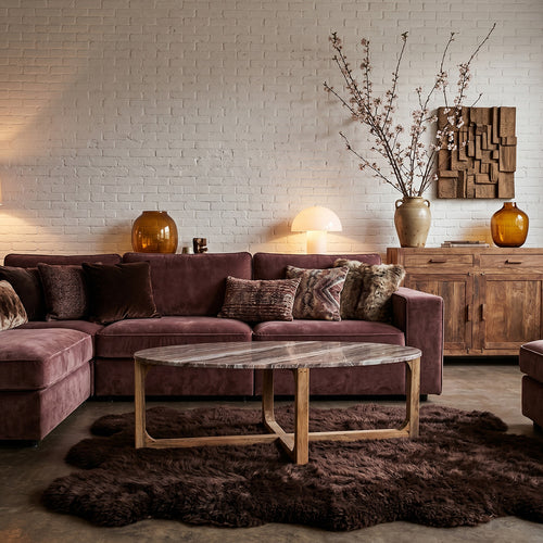 Ovale marmeren salontafel - Fantasy bruin - 120x60x38 cm