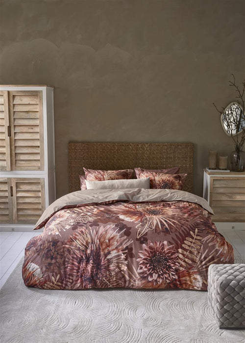 Riviera Maison dekbedovertrek Protea - 200x200/220 cm - steenrood