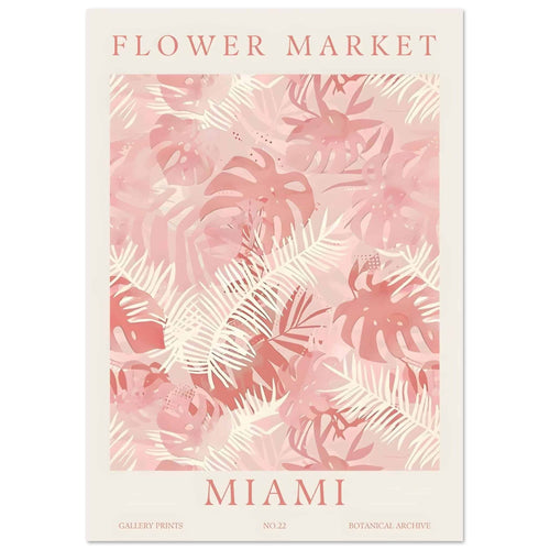 Artfulprints Poster Flower market - Miami   - A4 21x29.7 cm - Roze