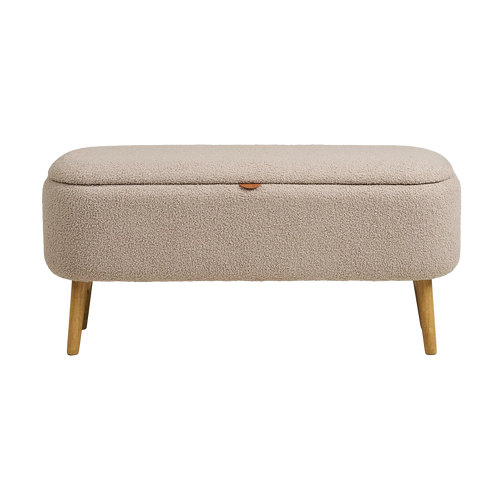 Artichok Rebecca Bankje Met Opbergruimte Beige Bouclé - 95 x 45 cm