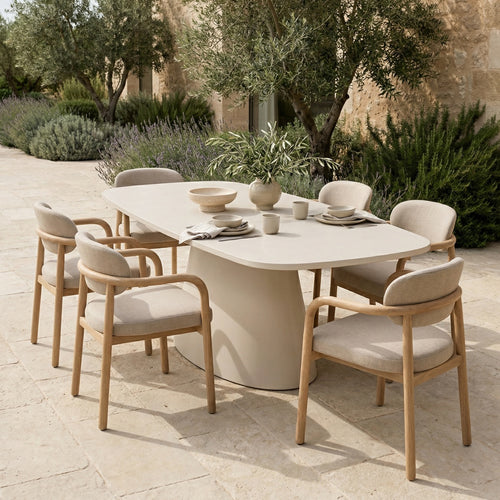 DÉJA Living Eettafel Falun - Deens Ovaal Beige Eco Composiet - 240cm