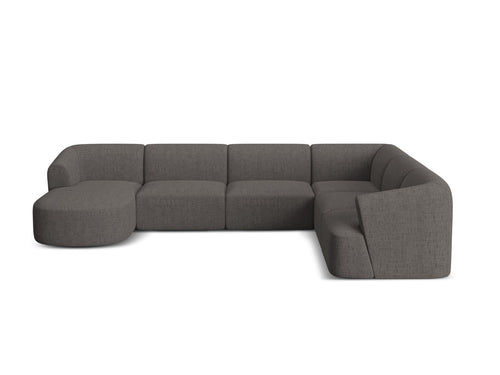 Cosmopolitan Design Modulaire panoramische hoekbank rechts Campi 7-zits, structurele stof grijs - 255x330x70cm