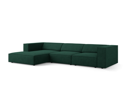 Cosmopolitan Design linker hoekbank Arendal 4-zits, chenille met ribbeleffect, flessengroen - 166x284x70cm