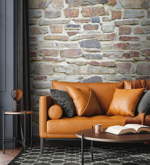 Livingwalls fotobehang stenen muur beige, bruin, crème en grijs - 159 x 280 cm - AS-392511 - vtwonen shop