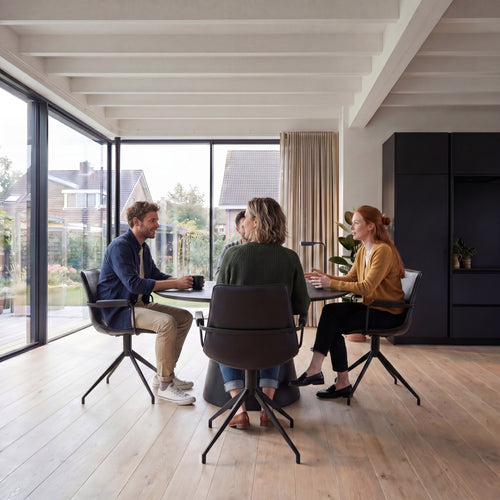 Furnhouse eetkamerstoelen armleuning Isabel - Zwart - Kunstleer - Set van 2