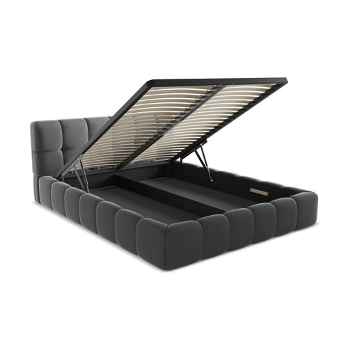 LaMiaSofa Bed met opbergruimte Roma - velours - staal - 180x228x82
