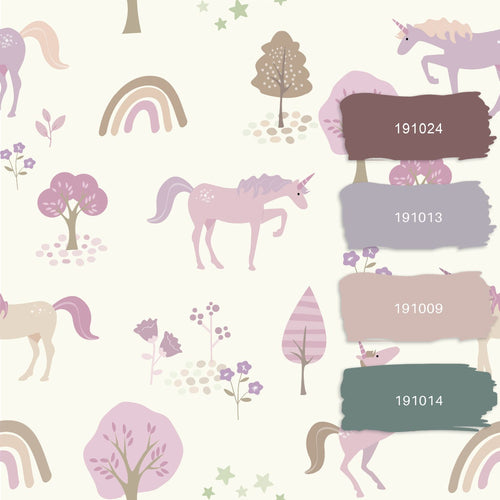 ESTAhome behang unicorns lila paars - 53 cm x 10.05 m - 139504