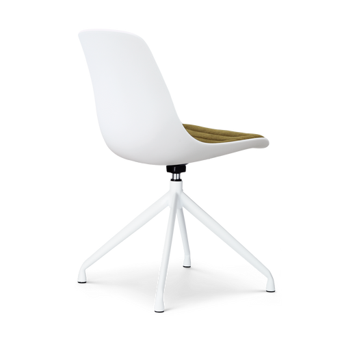 Nolon Nola-Liv draaibare eetkamerstoel wit met mosgroen zitkussen - wit onderstel
