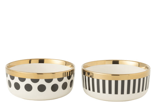 J-Line kom Dot/Strip - keramiek - mix - 2 stuks - vtwonen shop