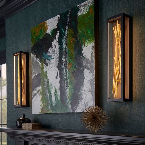 Elstead Hinkley Styx Geïntegreerde LED Wandlamp Zwart & Verguld Goud, 3000K