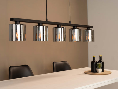 EGLO hanglamp Cadley - e27 - 121 cm - rookglas - smoke - zwart - vtwonen shop