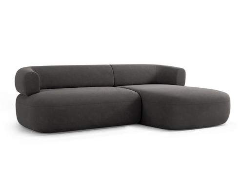Micadoni rechter hoekbank Jenny 5-zits, flueel donkergrijs - 145x225x73cm