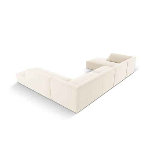 Cosmopolitan Design - Modulaire panoramische hoekbank rechts Siena 7-zits, imitatieleer lichtbeige - 273x366x69cm