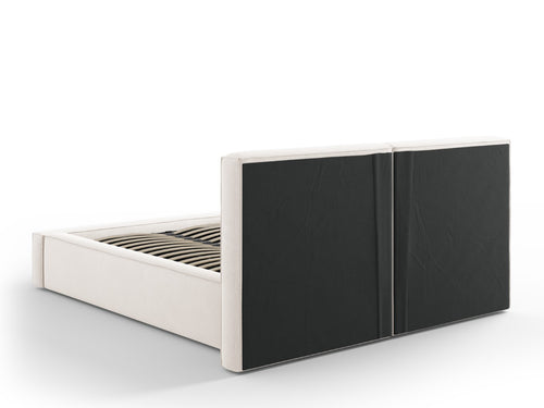 Cosmopolitan Design Opbergbed met dubbel hoofdbord Arendal 140x200cm, structurele stof, lichtbeige - 228x194x97.5cm