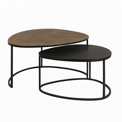 StarFurn Salontafel Jarrel - Rond Zwart Metaal - Set van 2 - vtwonen shop