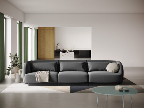 Cosmopolitan Design Bank Tulum 3-zits, flueel, grijs - 90x255x70cm