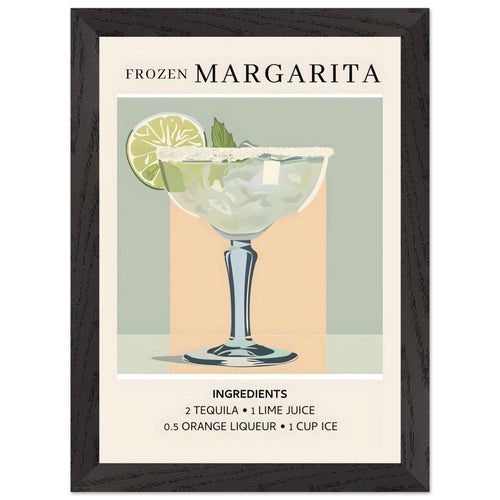 Artfulprints Poster met Lijst Frozen Margarita cocktail I - Ingrediënten   - A4 21x29.7 cm - Groen