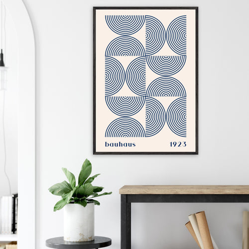 Artfulprints Poster met Lijst Bauhaus - Twisted arches 1923   - A4 21x29.7 cm - Blauw