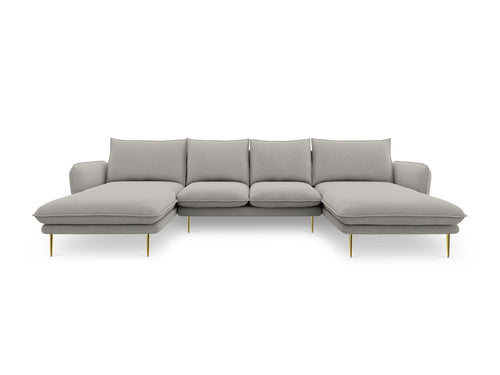 Cosmopolitan Design Panoramische bank Vienna 6-zits, structurele stof, lichtgrijs - 170x350x95cm