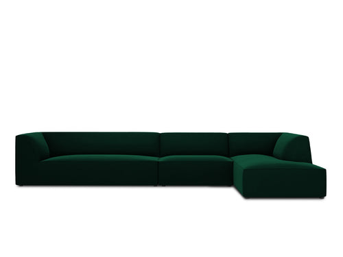 Micadoni rechter hoekbank Ruby 5-zits, flueel, flessengroen - 180x366x69cm
