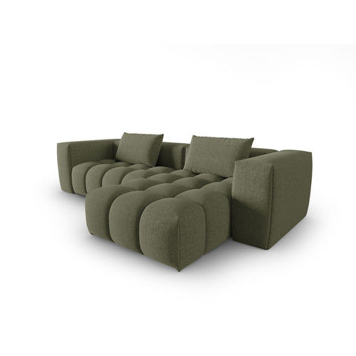 Cosmopolitan Design - Modulaire hoekbank rechts Verona 3-zits, structurele stof donker olijfgroen - 145x260x70cm