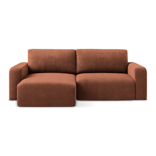 LaMiaSofa hoekbank links Ostia - chenille stof - terracotta - 244x149x79