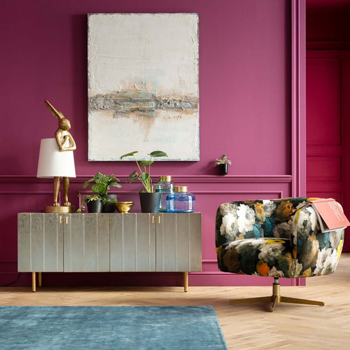 Kare Design Draaifauteuil Pioenen geel