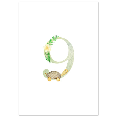 Artfulprints Poster Cijfer 9 kinderkamer   - 50x70 cm - Meerkleurig