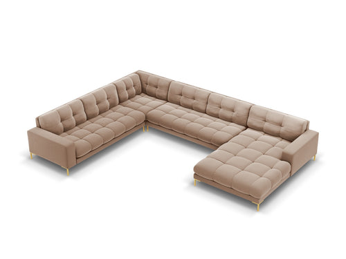 Cosmopolitan Design Panoramische hoekbank links Bali 7-zits, flueel, beige - 256x327x75cm