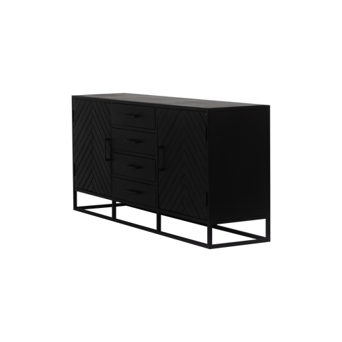 Dressoir Isa Zwart Visgraat Klein Mangohout - Giga Meubel - vtwonen shop