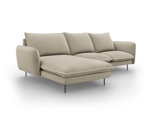 Cosmopolitan Design linker hoekbank Vienna 5-zits, structurele stof, beige - 170x255x95cm