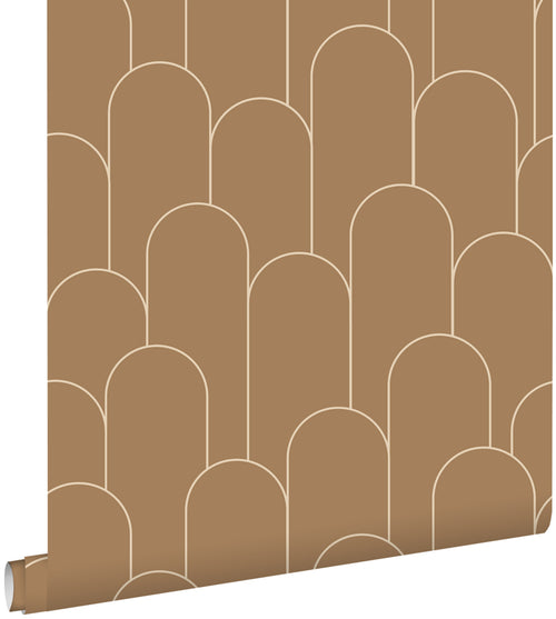 ESTAhome behang art deco motief terracotta - 50 x 900 cm - 139654 - vtwonen shop