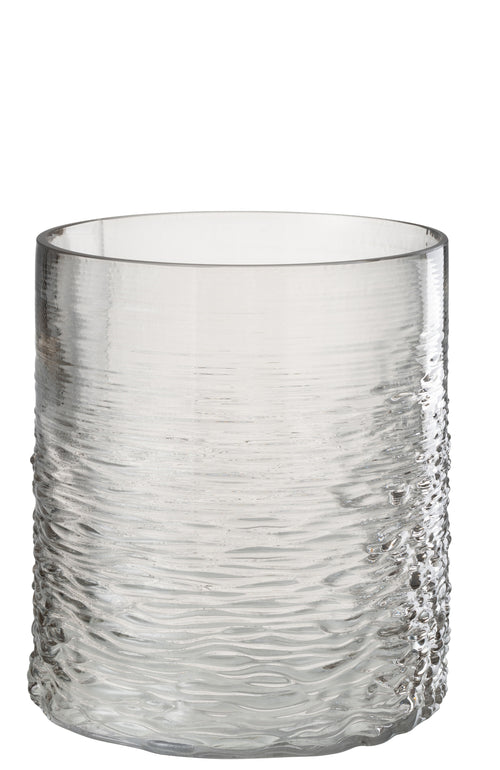 J-Line windlicht Zee - glas - grijs - small