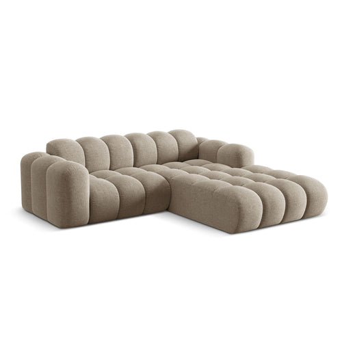 Cosmopolitan Design - Rechter hoekbank Treno 3-zits, chenille donkerbeige - 184x240x70cm