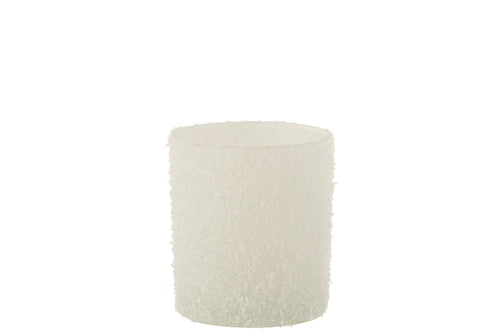 J-Line theelichthouder Besneeuwd - glas - wit - small - 2 stuks