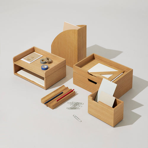 Hübsch bureau-organizer Wave - eikenhout - 22x11xh3cm