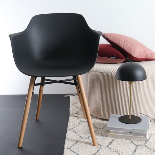 Nolon Nena-Puk Eetkamerstoelen Set van 2 - Zwart - Houten Poten - vtwonen shop