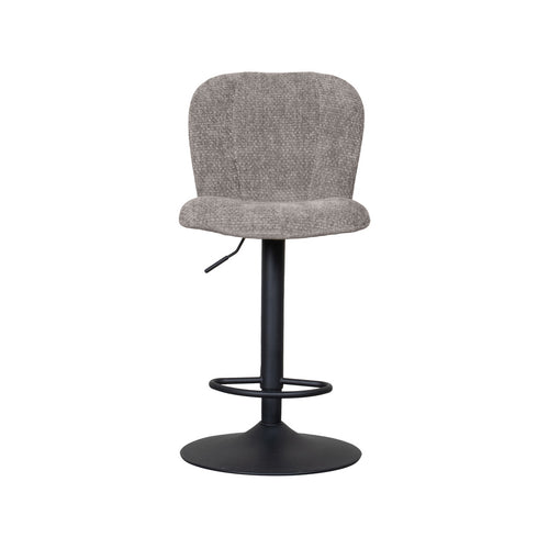 LABEL51 Barkruk Vino - Grijs Stof - Zithoogte 64–84cm - Set van 2