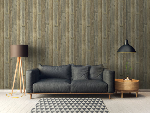 A.S. Création behang houtlook bruin, geel en crème - 53 cm x 10.05 m - AS-959313